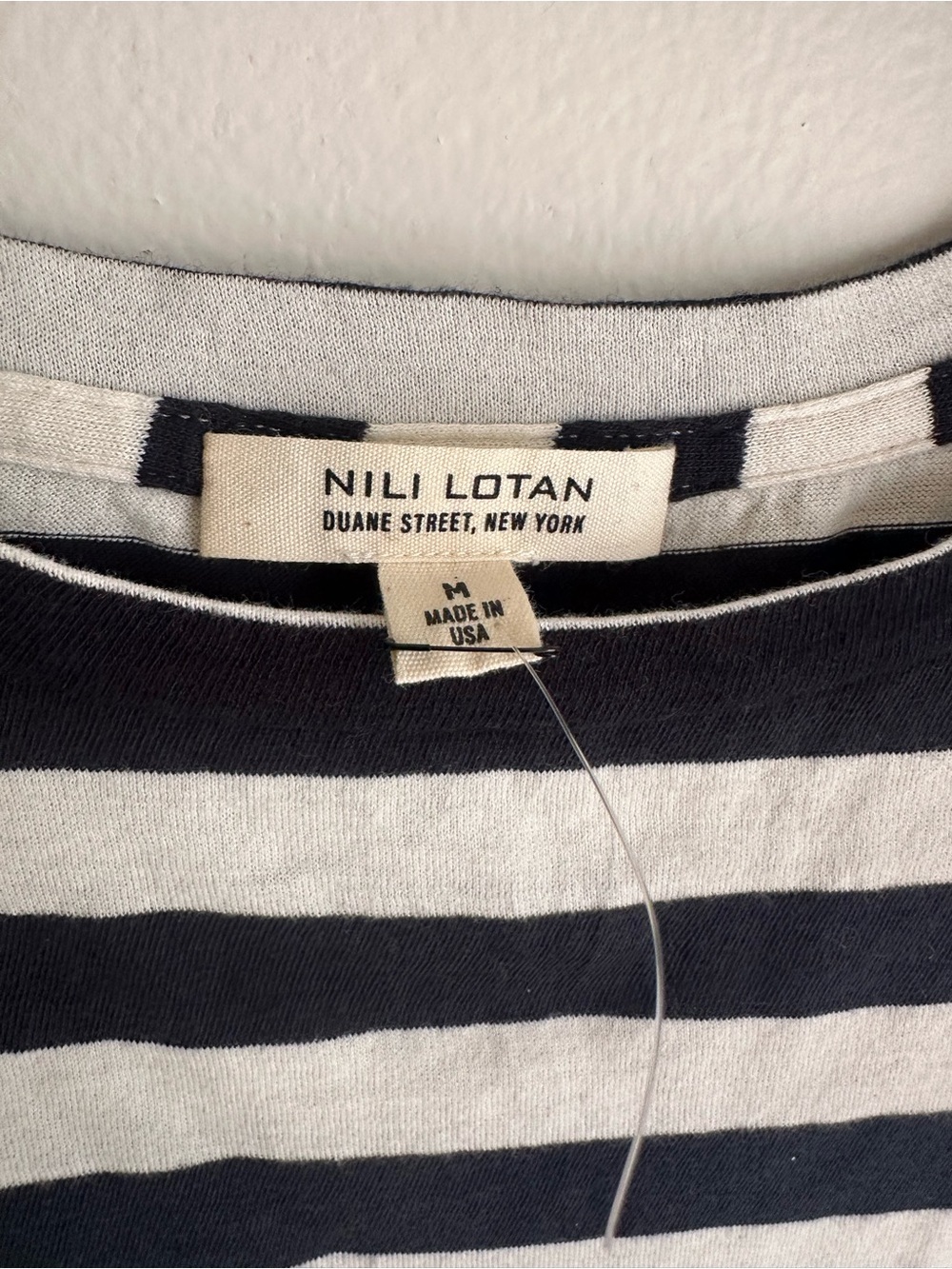 Nili Lotan Navy and White Striped Crewneck Tee - Picture 2 of 4